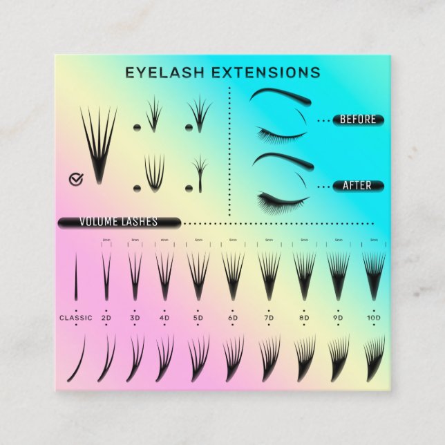 Tarjeta De Visita Cuadrada Eyelash Extension Studio Shop Pink Catalog (Anverso)