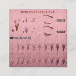Tarjeta De Visita Cuadrada Eyelash Extension Studio Shop Rosa Beauty