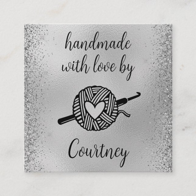 Tarjeta De Visita Cuadrada Fabricado a mano con amor (Anverso)