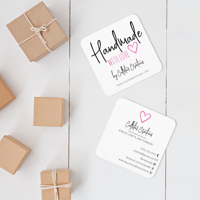 Tarjeta De Visita Cuadrada Fabricado a mano con amor Etsy Home Crafter Art He (Subido por el creador)