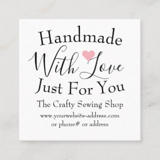Tarjeta De Visita Cuadrada Fabricado A Mano Con Amor Pequeños Suministros De 