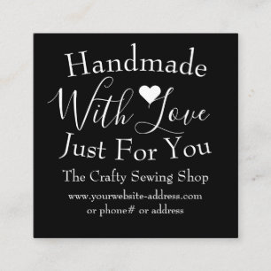 Tarjeta De Visita Cuadrada Fabricado A Mano Con Amor Pequeños Suministros De