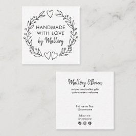 Tarjeta De Visita Cuadrada Fabricado a mano con el guión de pincel de guiso d