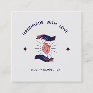 Tarjeta De Visita Cuadrada Fabricado con amor Inserción de cliente promociona