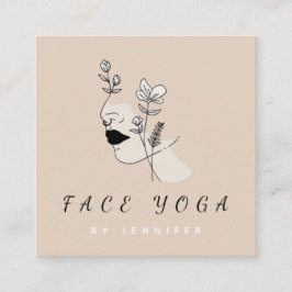 Tarjeta De Visita Cuadrada Face Yoga Botánico Floral Face Nose Ring Beauty