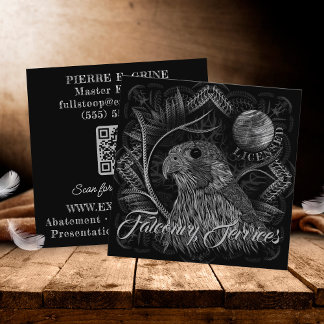 Tarjeta De Visita Cuadrada Falconería de luna llena de halcón