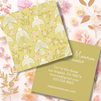 Tarjeta De Visita Cuadrada Falcons y Rosas Boho elegante
