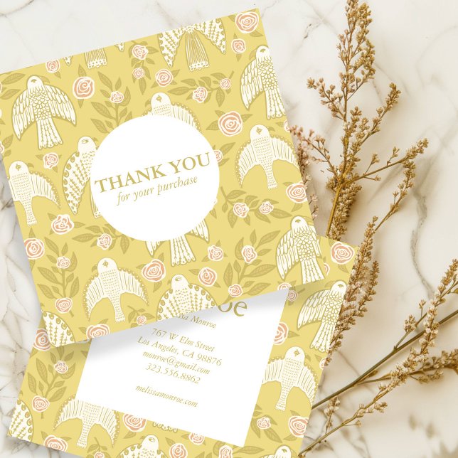 Tarjeta De Visita Cuadrada Falcons y Rosas Moda Elegante Orden Gracias (Falcons & Roses Chic Elegant Order Thank You Square Business Card
)