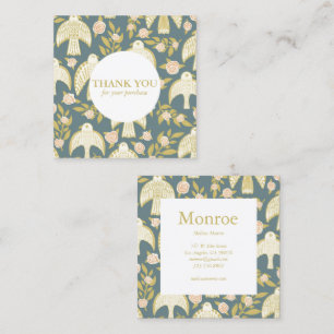 Tarjeta De Visita Cuadrada Falcons y Rosas Moda Elegante Orden Gracias