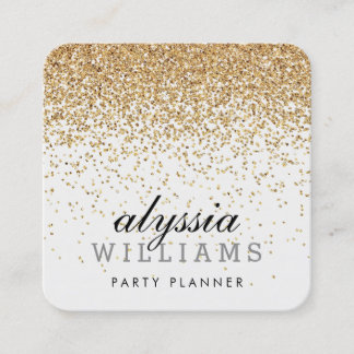Tarjeta De Visita Cuadrada FALLING FAUX GOLD CONFETTI lindo en cascada luxe