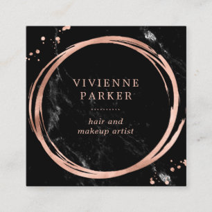 Tarjeta De Visita Cuadrada Falsa mirada color de rosa atractiva del oro en el