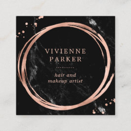 Tarjeta De Visita Cuadrada Falsa mirada color de rosa atractiva del oro en el