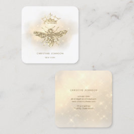 Tarjeta De Visita Cuadrada falsa purpurina queen bee