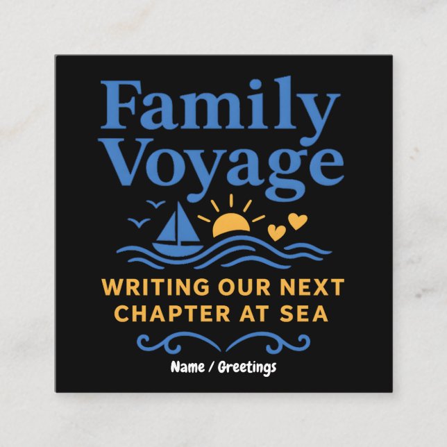 Tarjeta De Visita Cuadrada Family Voyage Nautical Writing Our Next Chapter (Anverso)