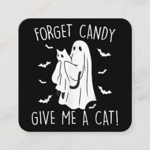 Tarjeta De Visita Cuadrada Famoso Gato Halloween Fantasma Olvidar Candy Darme