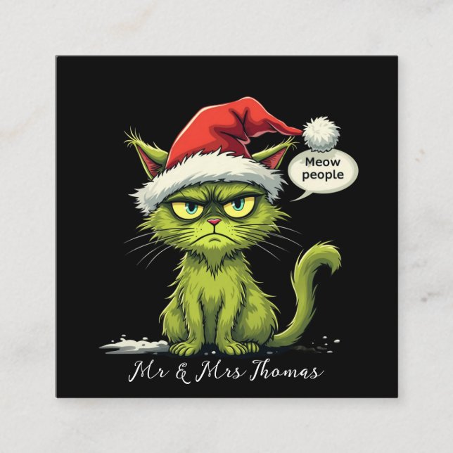 Tarjeta De Visita Cuadrada Famosos Navidades "Ew People" Meowy Cat Amantes (Anverso)