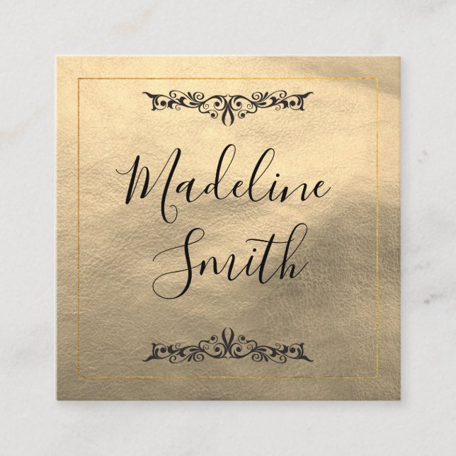 Tarjeta De Visita Cuadrada Fancy Gold Lux (Anverso)