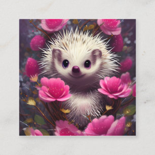 Tarjeta De Visita Cuadrada Fantasía Detallada Cute Kawaii Valentine Hedgehog
