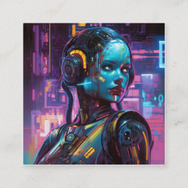 Tarjeta De Visita Cuadrada Fantasía fotorrealista en las luces de neón