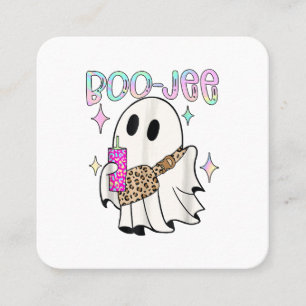 Tarjeta De Visita Cuadrada Fantasma de Halloween Divertido Boo Jee