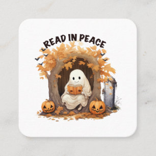 Tarjeta De Visita Cuadrada Fantasma del Libro Lee en Paz