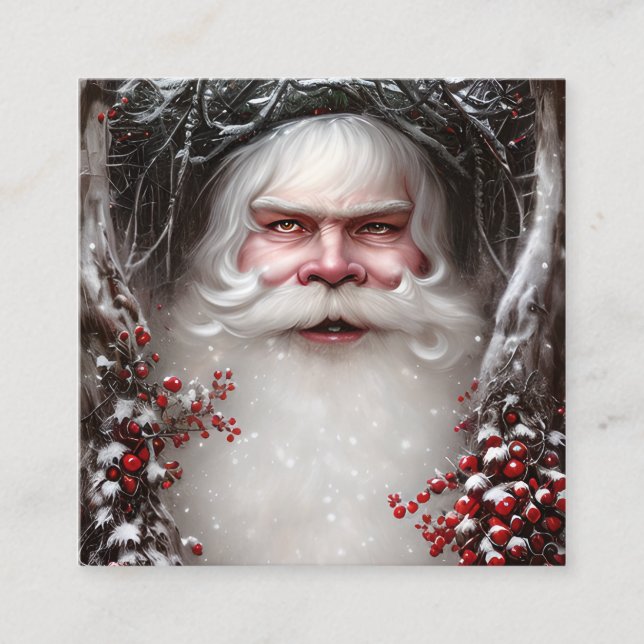 Tarjeta De Visita Cuadrada Fantasy Santa Portrait (Anverso)