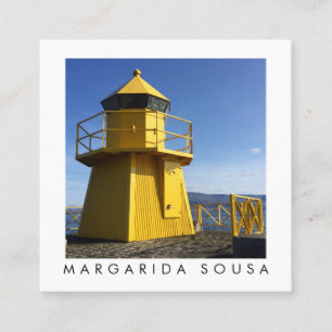 Tarjeta De Visita Cuadrada Faro amarillo Islandia foto turismo turístico