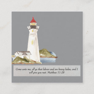Tarjeta De Visita Cuadrada Faro Mateo 11:28