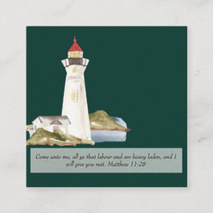 Tarjeta De Visita Cuadrada Faro Mateo 11:28