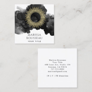 Tarjeta De Visita Cuadrada Fases de la Luna Celestial Sol Dorado