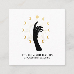 Tarjeta De Visita Cuadrada *~* Fases de luna de mano negra energía cósmica 