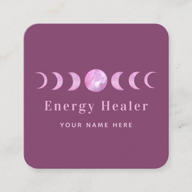 Tarjeta De Visita Cuadrada Fases morales rosas de energía solar espiritual (Anverso)