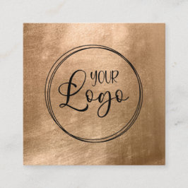 Tarjeta De Visita Cuadrada Faux Copper Gold Foil Your Logo Black