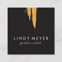 Tarjeta De Visita Cuadrada Faux de oro artístico cepillado vertical