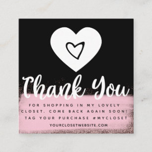 Tarjeta De Visita Cuadrada Faux Gold Boutique Heart Closet Clothing Business