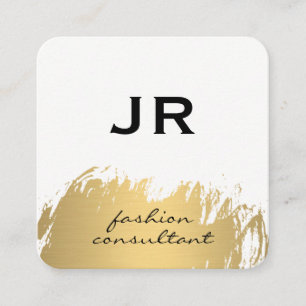 Tarjeta De Visita Cuadrada Faux Gold Cepillado de gris blanco
