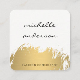 Tarjeta De Visita Cuadrada Faux Gold Cepillado de gris blanco