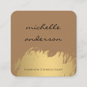 Tarjeta De Visita Cuadrada Faux Gold Cepillado de gris blanco