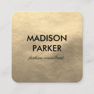 Tarjeta De Visita Cuadrada Faux Gold Leather