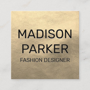 Tarjeta De Visita Cuadrada Faux Gold Leather