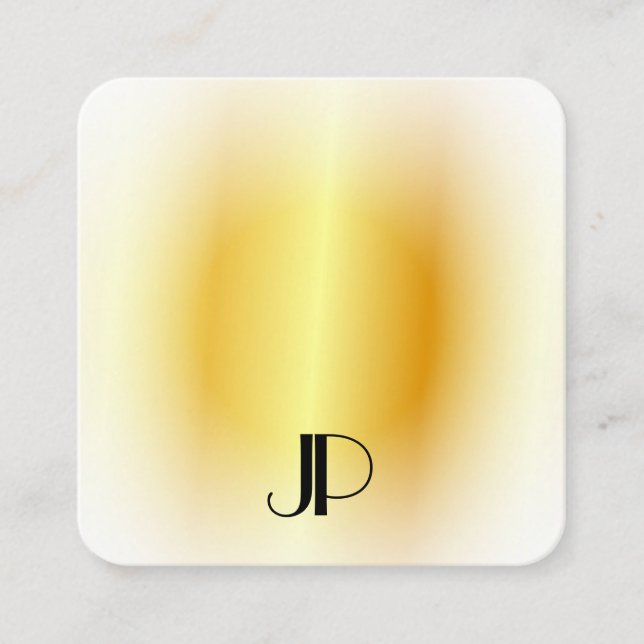 Tarjeta De Visita Cuadrada Faux Gold Modern Elegant Gold Monogram Template (Anverso)