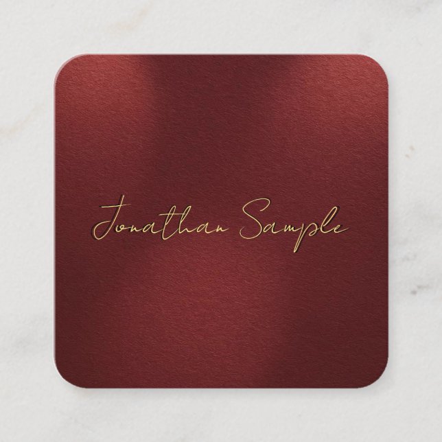 Tarjeta De Visita Cuadrada Faux Gold Textos Elegante Monograma RoundCorner (Anverso)