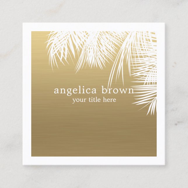 Tarjeta De Visita Cuadrada Faux Gold Tropical Square Business Card (Anverso)