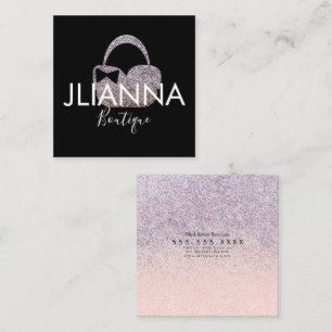 Tarjeta De Visita Cuadrada Faux Purpurina Boutique Clothing Black White