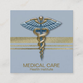 Tarjeta De Visita Cuadrada Faux Relieve metalizado dorado Médico Stripes Cadu