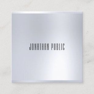 Tarjeta De Visita Cuadrada Faux Silver Elegant Plantilla Glamorosa Moderna