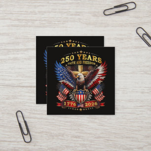 Tarjeta De Visita Cuadrada Fe Águila Patriótica 250 Años 1776 2026