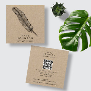 Tarjeta De Visita Cuadrada Feather Quill Rustic Kraft