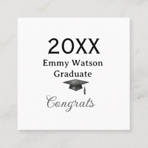 Tarjeta De Visita Cuadrada Felicidades graduación nombre letra negrita 20XX c