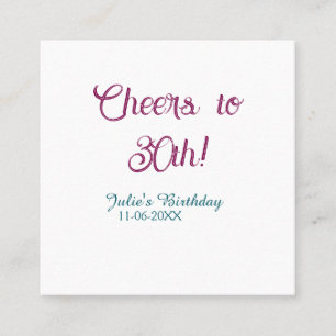 Tarjeta De Visita Cuadrada Felicidades por el 30 cumpleaños nombre fecha eleg